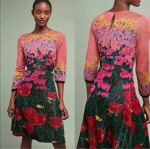 Anthropologie Aldomartins Knit Sweater Dress Knee Length Midi Size Small Stretch